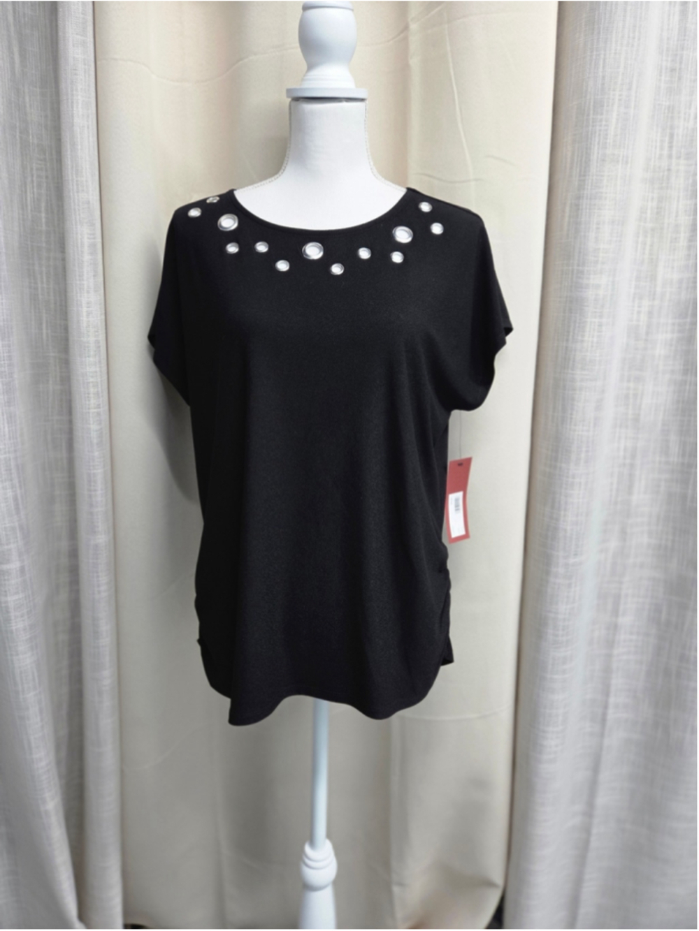 NWT Love Scarlett Black Women's Top Goth Edgy Embellished Modern Size L